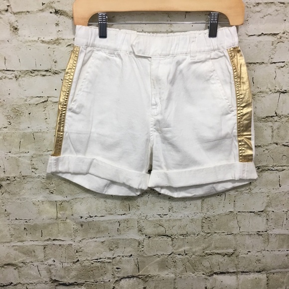 J Crew Gold Foil Tuxedo Striped Shorts - Picture 2 of 6